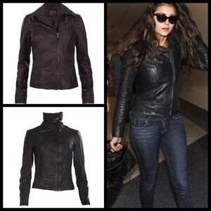 💕ALLSAINTS💕 Belvedere Jacket ~ 100% Leather Moto Dark Brown Size US 4